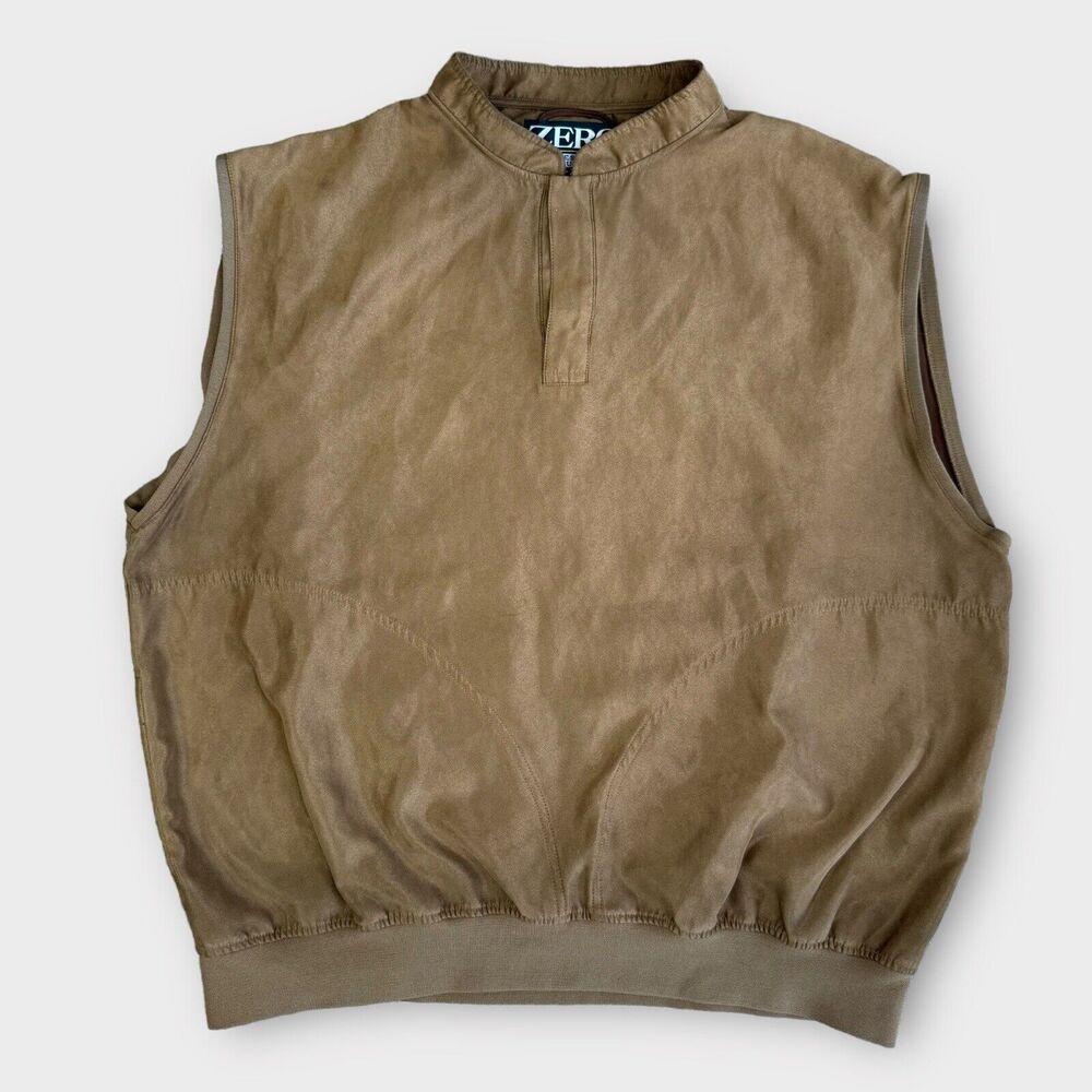 Zero Restriction Golf Outerwear Vest Mens XXL Brown Suede Microfiber Windbreaker